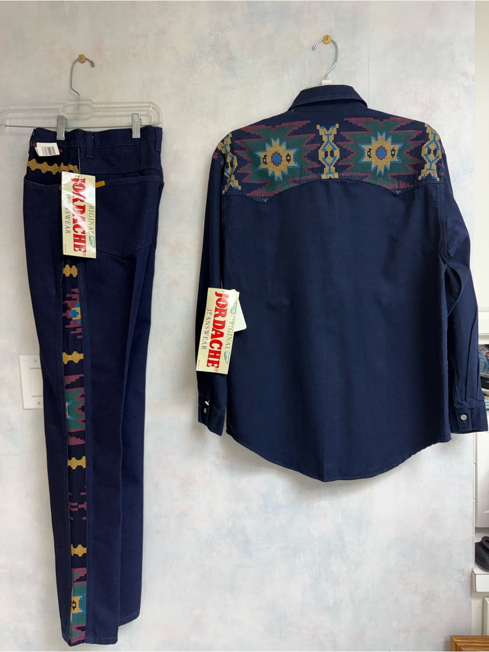 VTG Jordache 2 pc Very Rare Western Shirt & Pants, Original Tags Pearl Snaps - Picture 3 of 16